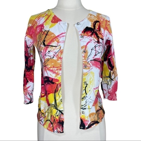 Butterfly Petite Colorful Cardigan Sweater - Picture 1 of 4